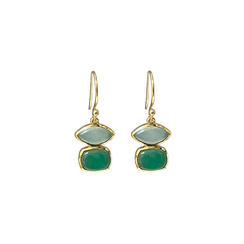 Green onyx and aqua chalcedony hook earrings by Mirabelle&nbsp;
